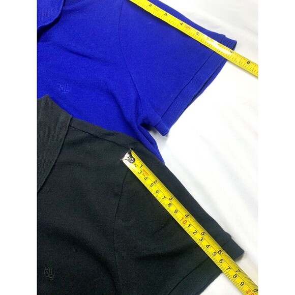2 - Ralph Lauren Womens Size L 1-Blue 1-Black Polo Shirts Gold Buttons LRL Logo - Picture 5 of 7